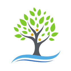 simple drawing of a tree with a wave in the foreground